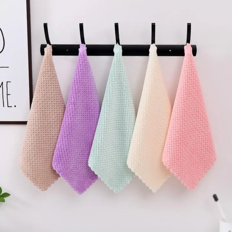 Coral Fleece Cleaning Cloths Waffle Weave Super Absorbent Quick Dry Reusable Lint Free for Travel Camping Daily Cleaning Use