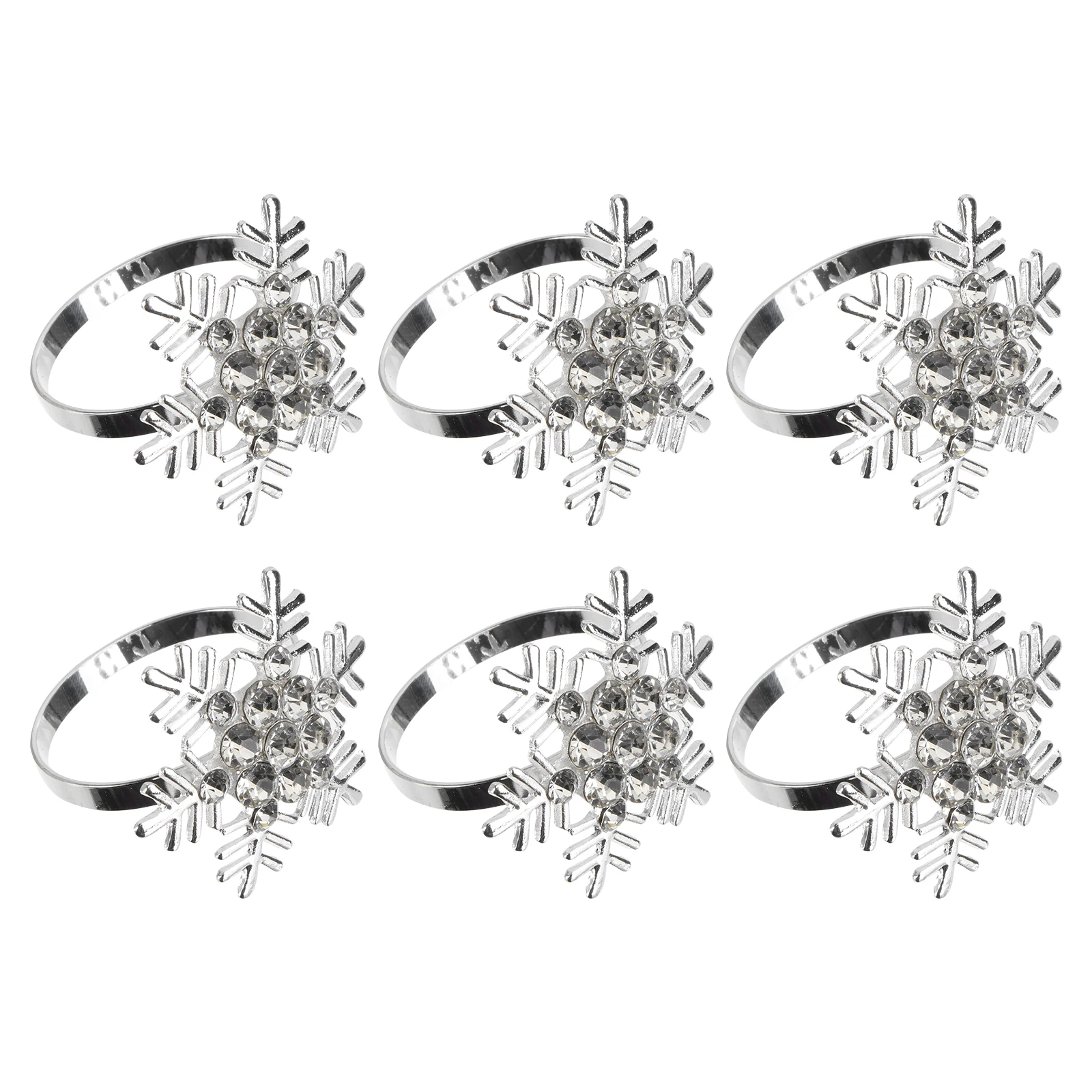 

6 Pcs Rings Rhinestone Snowflake Elegant Christmas Party Supplies Christmas Napkin Holders Table Decorations Holiday Home