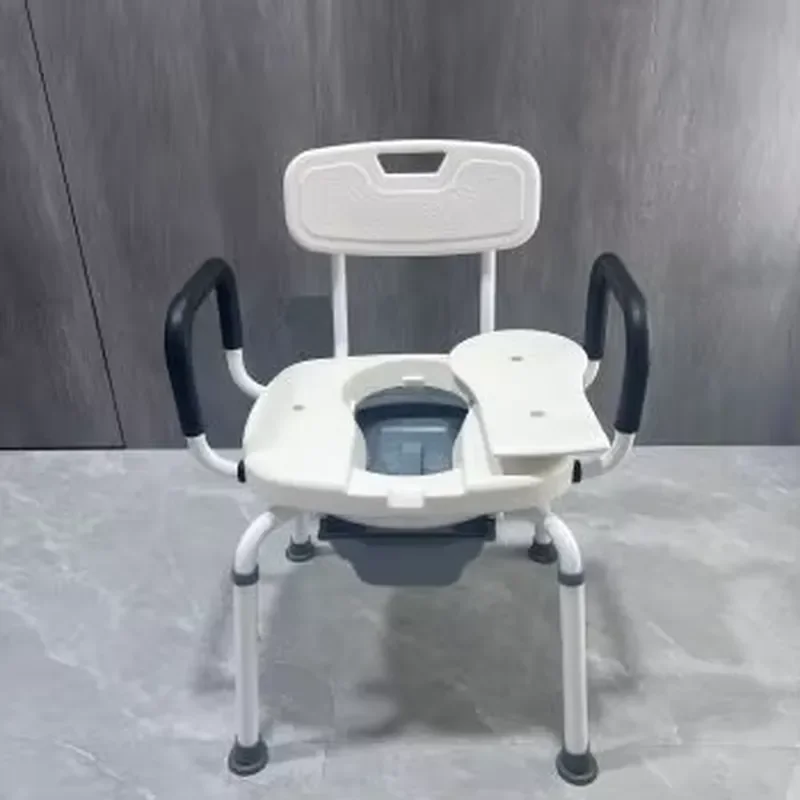Aluminum Shower Seat Swivel Adjustable Bath Chair with Removable Armrest for Elderly Bathroom Safety Equipment YJL YJL Swivel