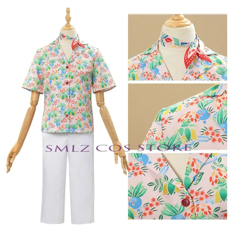 컨시어지 하루 코스프레 애니메이션 의상 여성 프린팅 셔츠 타이 바지 환영 손님 유니폼 슈트 할로윈 파티 플레이 의상