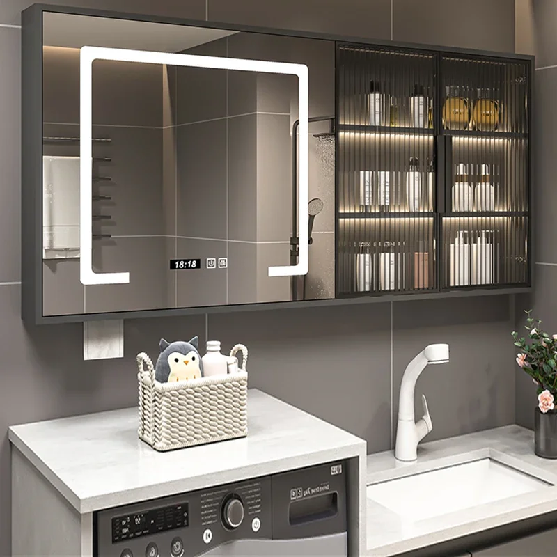 Nordic Multifunctional Bathroom Cabinets Wall-mounted Touch Bathroom Cabinets Defogging Home Furniture Compartiment HBMC