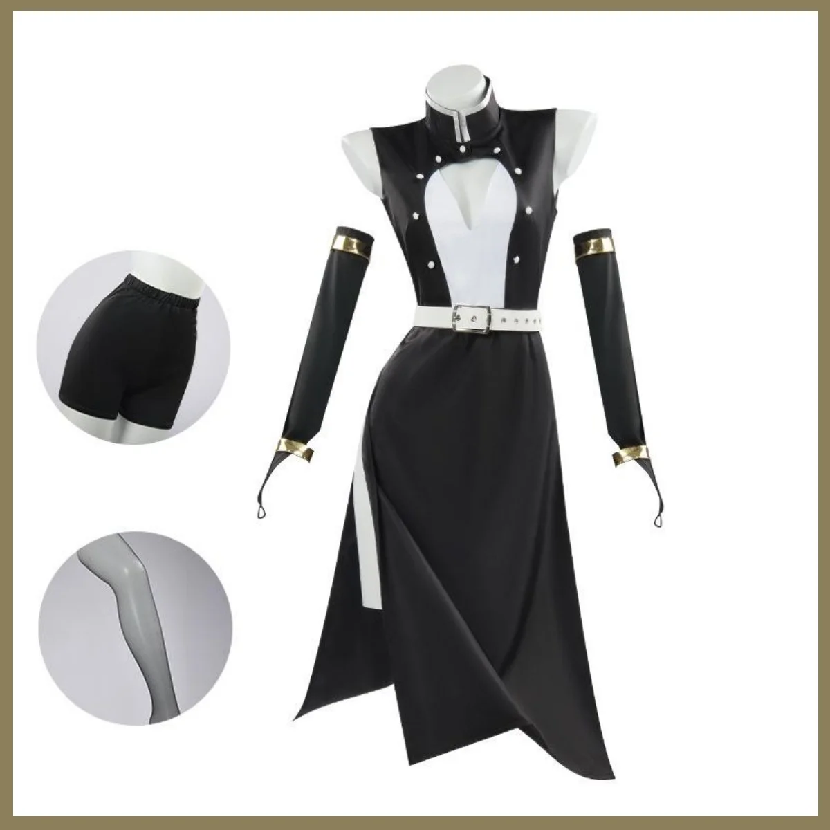 أنيمي Uzui Tengen تأثيري حلي شعر مستعار فريق موحد شق أسود بلا أكمام فستان الكبار امرأة مثير كرنفال بدلة تنكرية