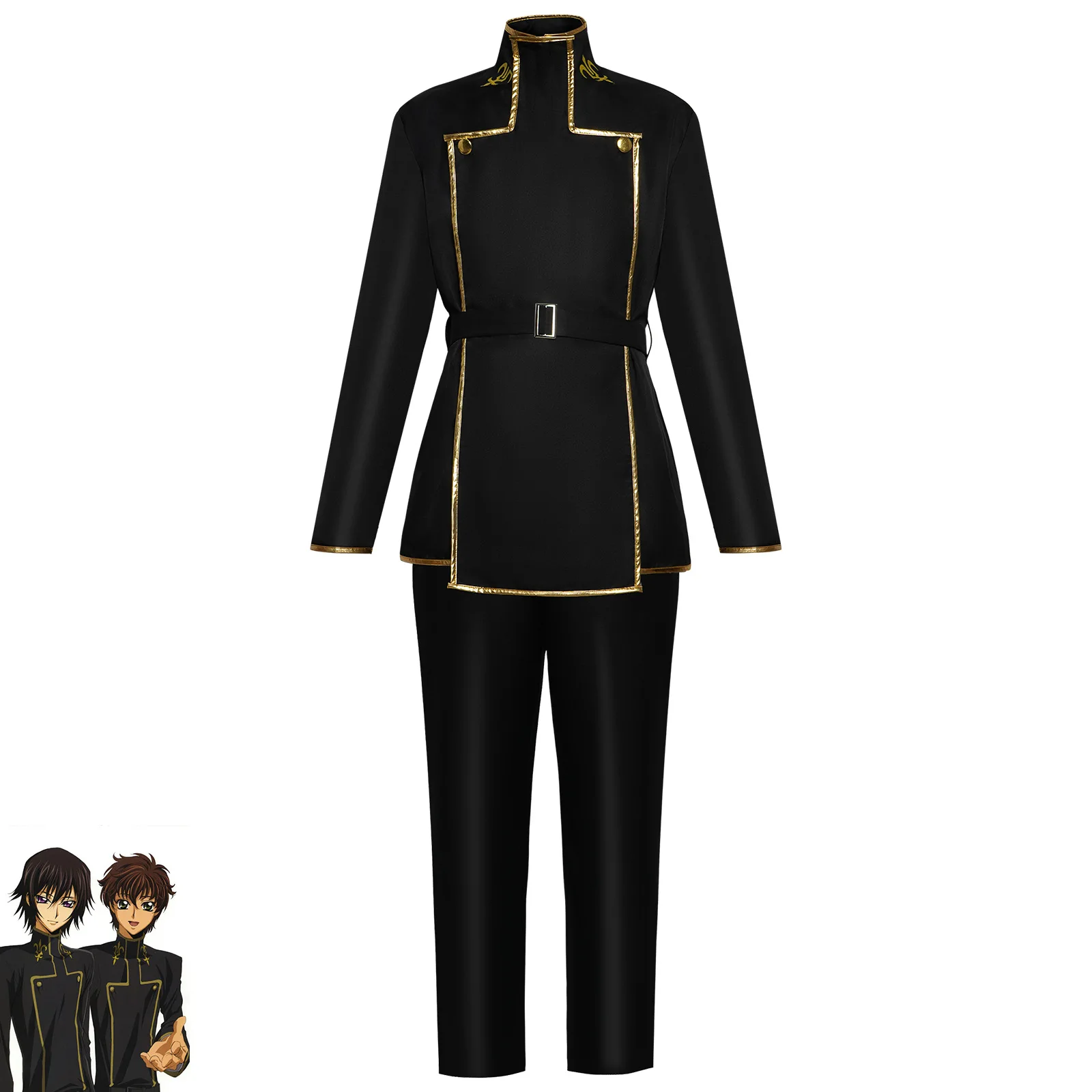 Lelouch Lamperouge Anime Cosplay Traje, Uniforme Preto, Homem Roupas Halloween