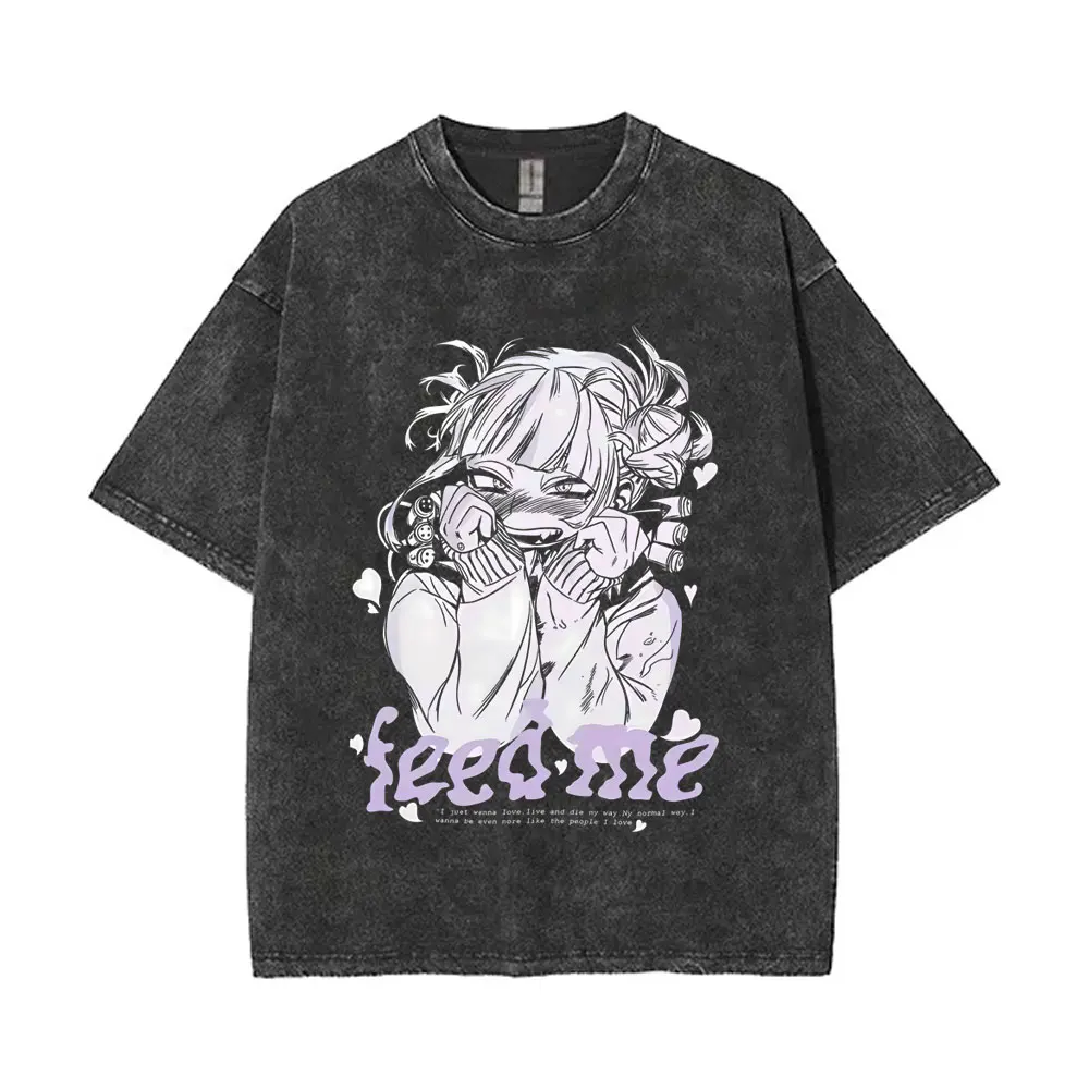 

Washed Vintage Anime My Hero Academia T-shirt Cute Sexy Toga Himiko Graphic T-shirts Men Women Casual Oversized Cotton T Shirts