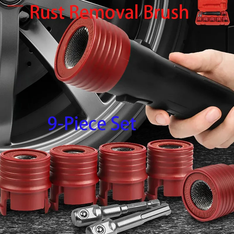 

Automotive Wheel Hub Bolt Rust Removal Brush Cleaning Head Car Maintenance Detailing and Tire Stain Removal Tool for Steel Rims