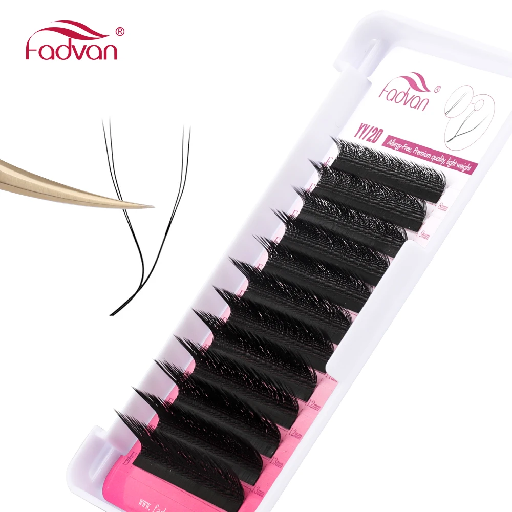 Fadvan-Extensions de Cils en Forme de L, 0.07 Naturels, Doux, Préfabriqués, en Forme d\'Éventail, YY