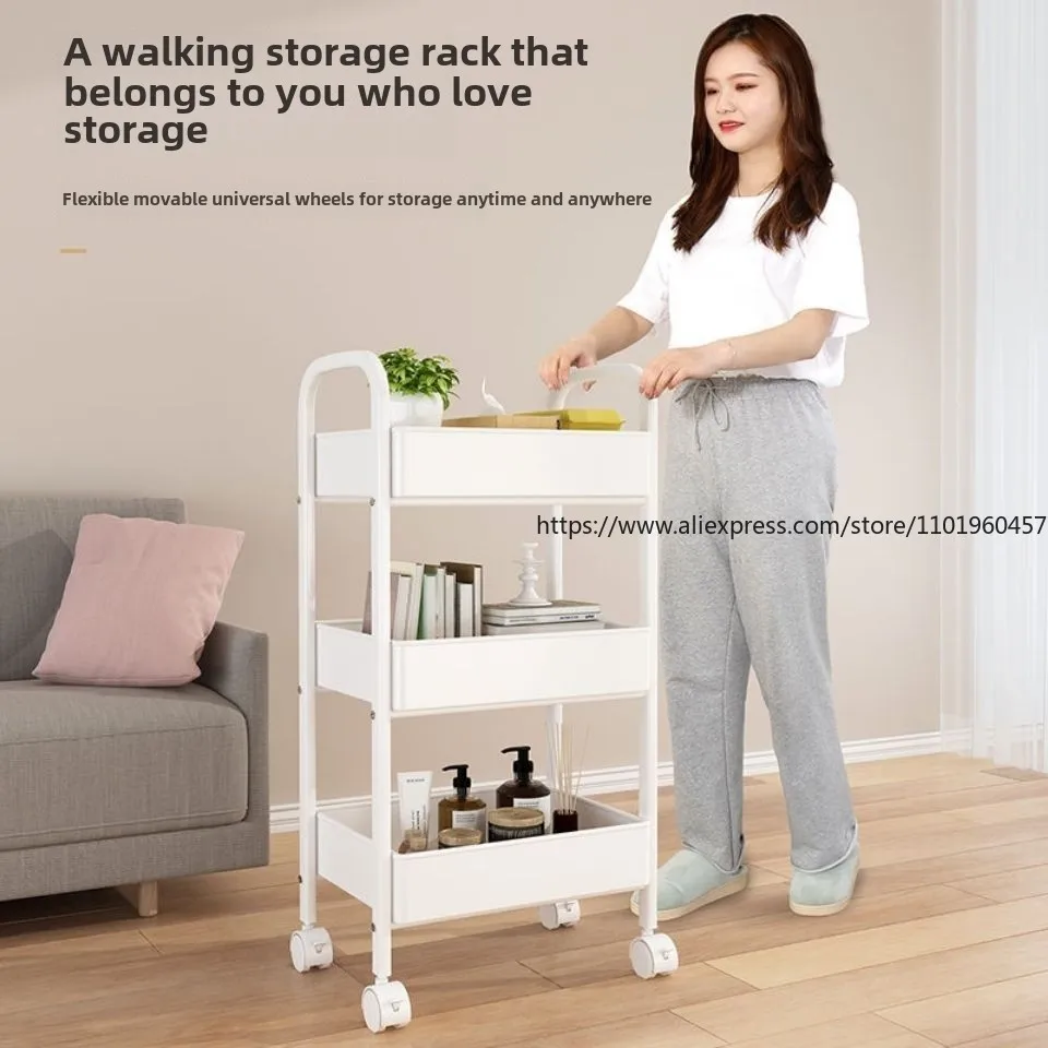 Trolley Rack Floor-to-ceiling Multi-layer Bedroom Snack Storage Shelf Bathroom Mobile Finishing Rack Artifact Organizador