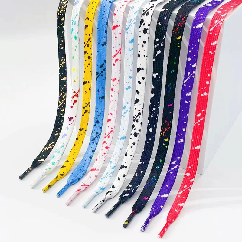 Colorful Splash Ink Hand-painted Basketball Shoe Laces Ink Splatter Shoelace Shoelaces for Sneaker Flat Gilding Printing for AF1
