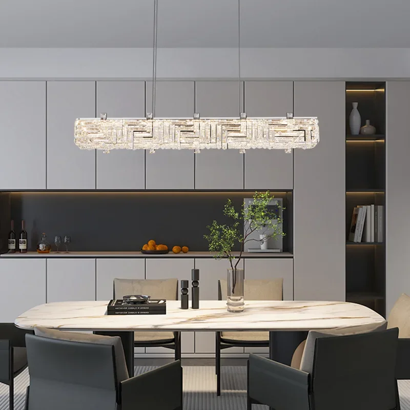 Lampadario da soggiorno di lusso in cristallo leggero semplice villa italiana lunga sala camera da letto principale ristorante una parola