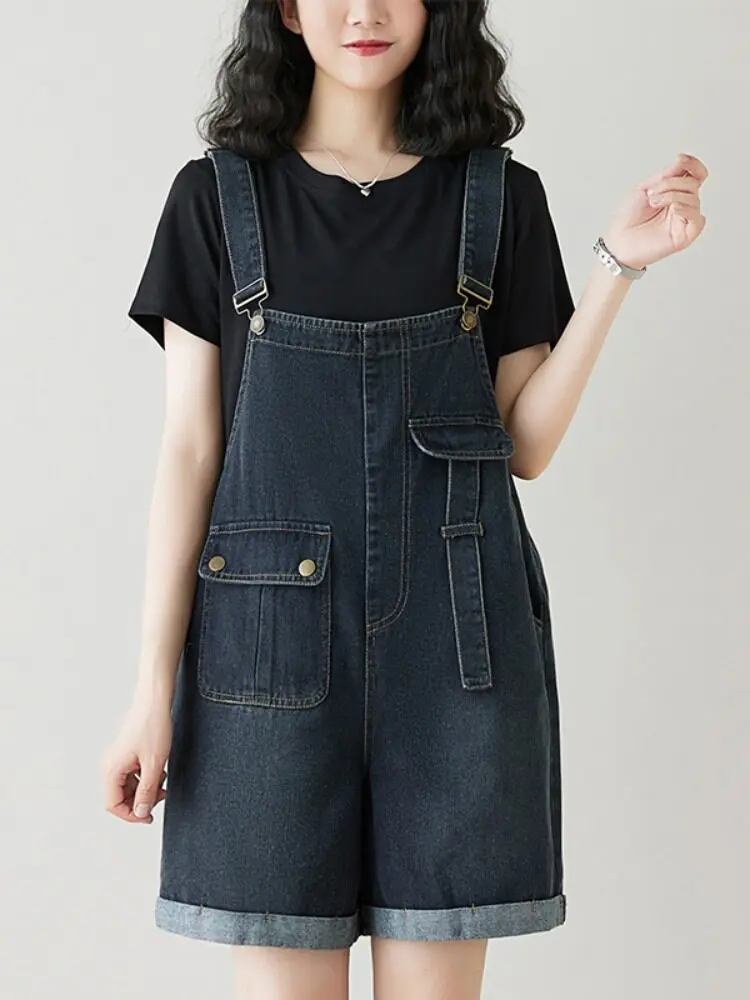 

Summer New Women's Denim Jumpsuit Shorts Loose Casual Workwear Overalls