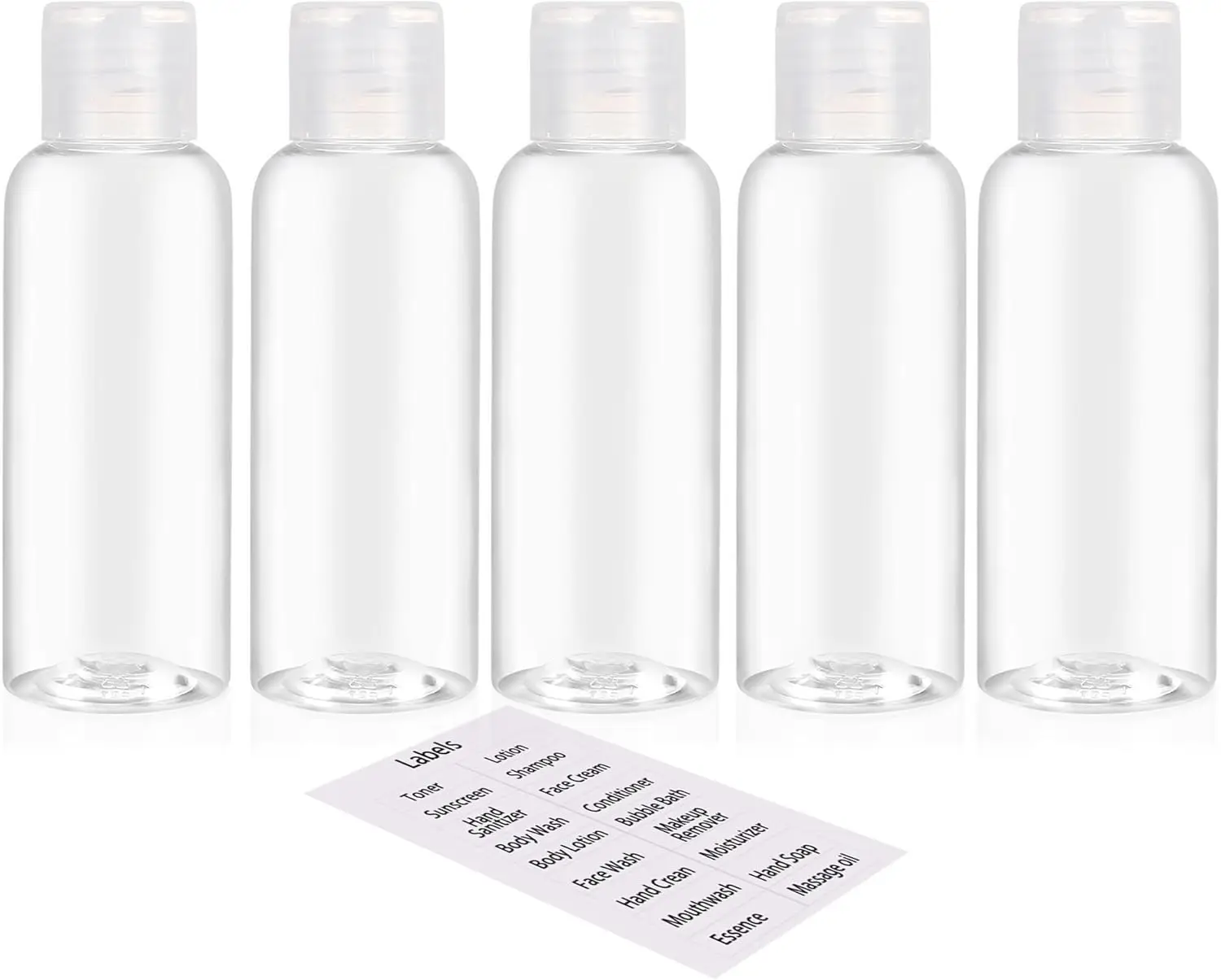 

5 Pack 3.4oz Leak Proof Travel Bottles TSA Approved Squeezable Containers Clear