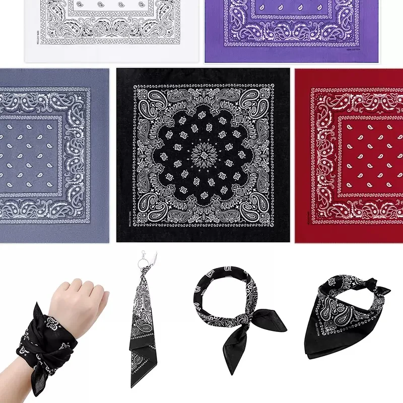 Dance Headscarf Hiphop Fashionable Stylish Headwear Pattern Athletic Headband Square Scarf Head Band for Men Handkerchief Square