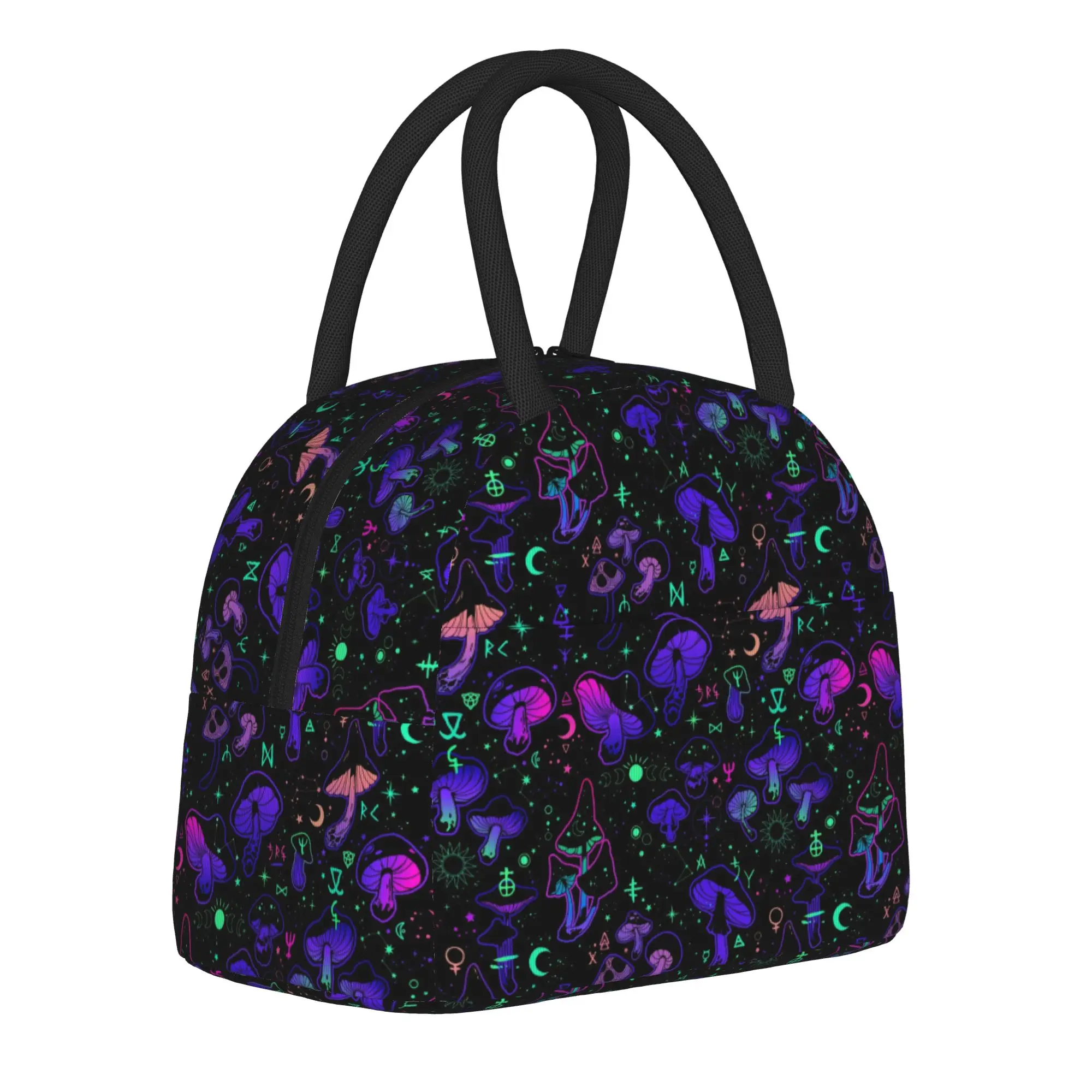 Cartoon Mushroom  Insulated Lunch Bag Cooler Bag Reusable Portable Tote Lunch Box Bento Pouch Office  Outdoor