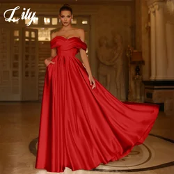 Lily Off the Shoulder Elegant Sexy Wedding Party Dress Beach Red Celebrity Dresses Stain Special Occasion Dresses robes du soir