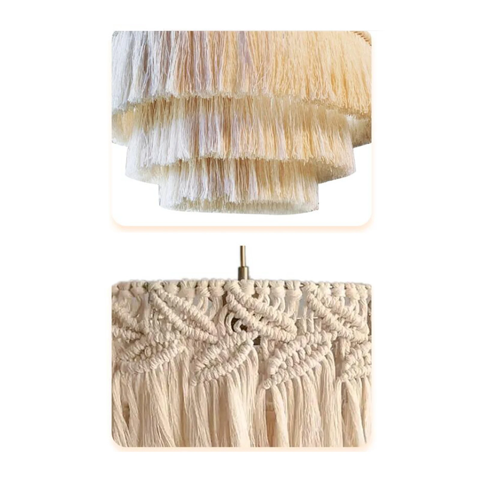 Macrame Lamp Shade Boho Pendant Light Shade Ceiling Light Cover Chandelier Decorative for Dorm Living Room Home Decor