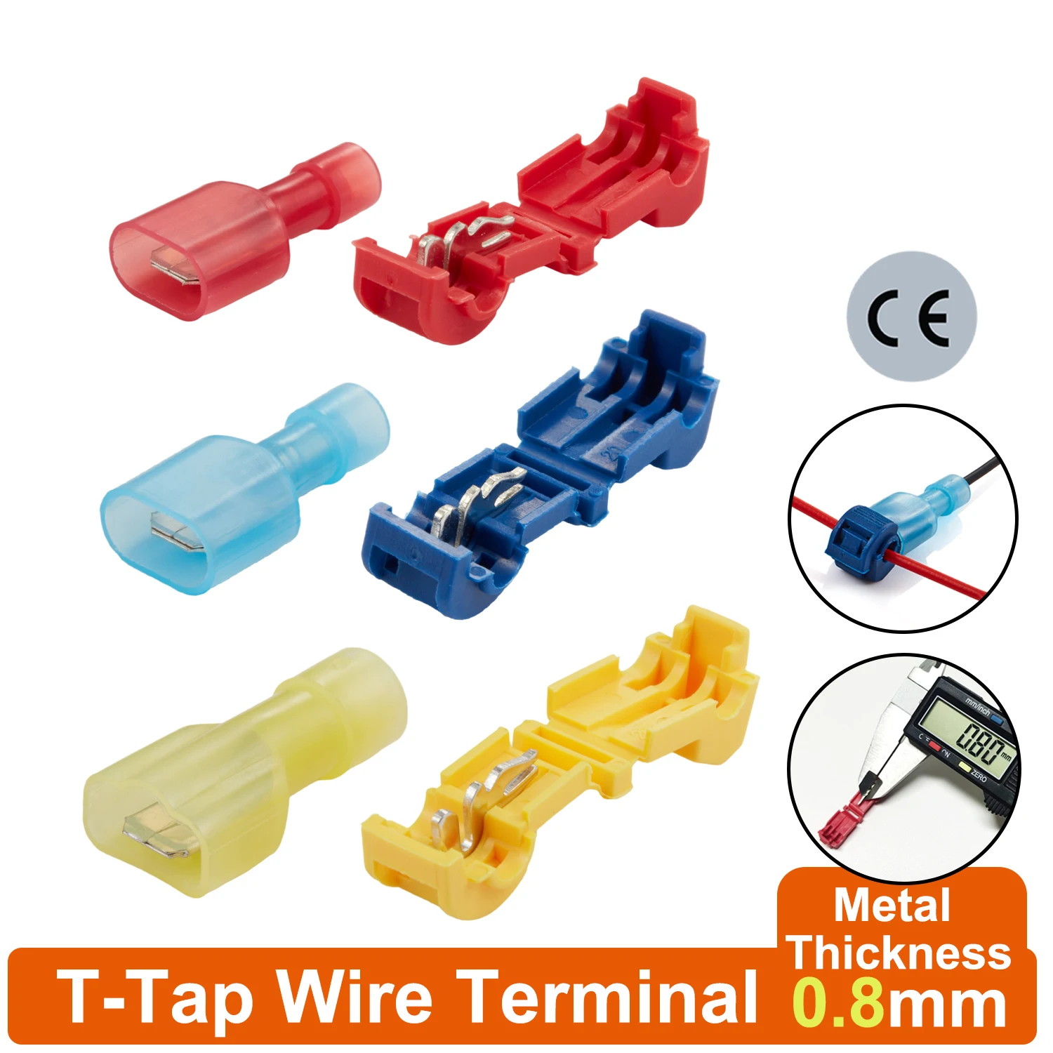 20PCS T-Tap Crimp Schnell Splice Anschlüsse Kabel Joint Selbst-Stripping Kabel Elektrische Draht Trennen Verdrahtung Terminals 22-10Awg – Detail 1