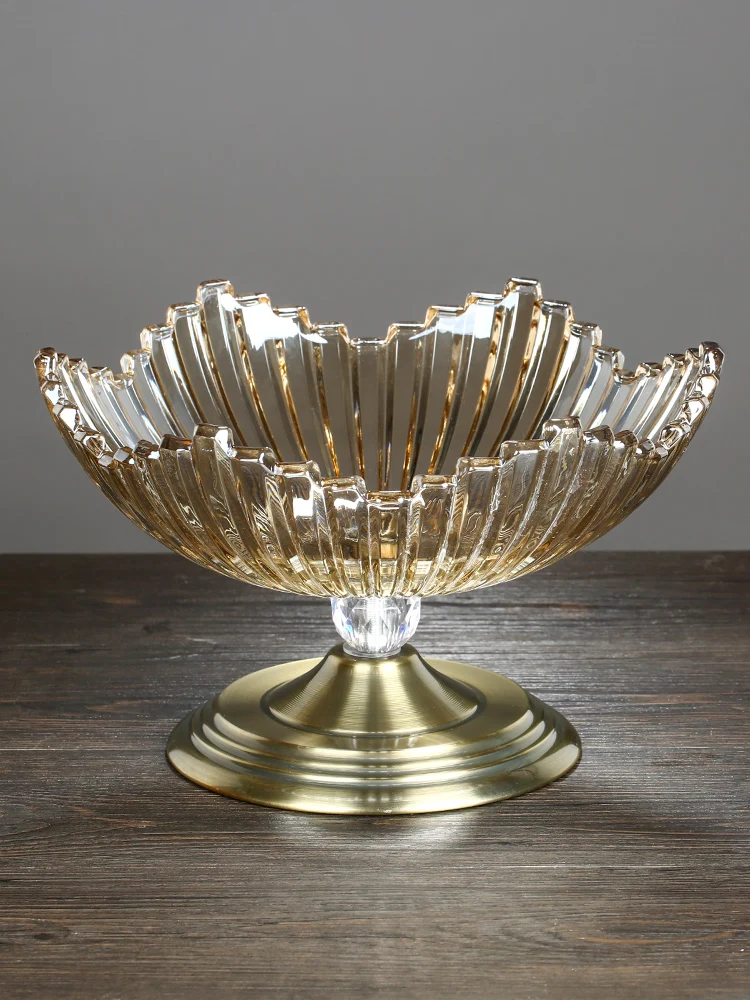 nordic-style-high-aesthetic-value-fruit-tray-living-room-coffee-table-candy-snack-glass-crystal-fruit-plate-luxury-flowers