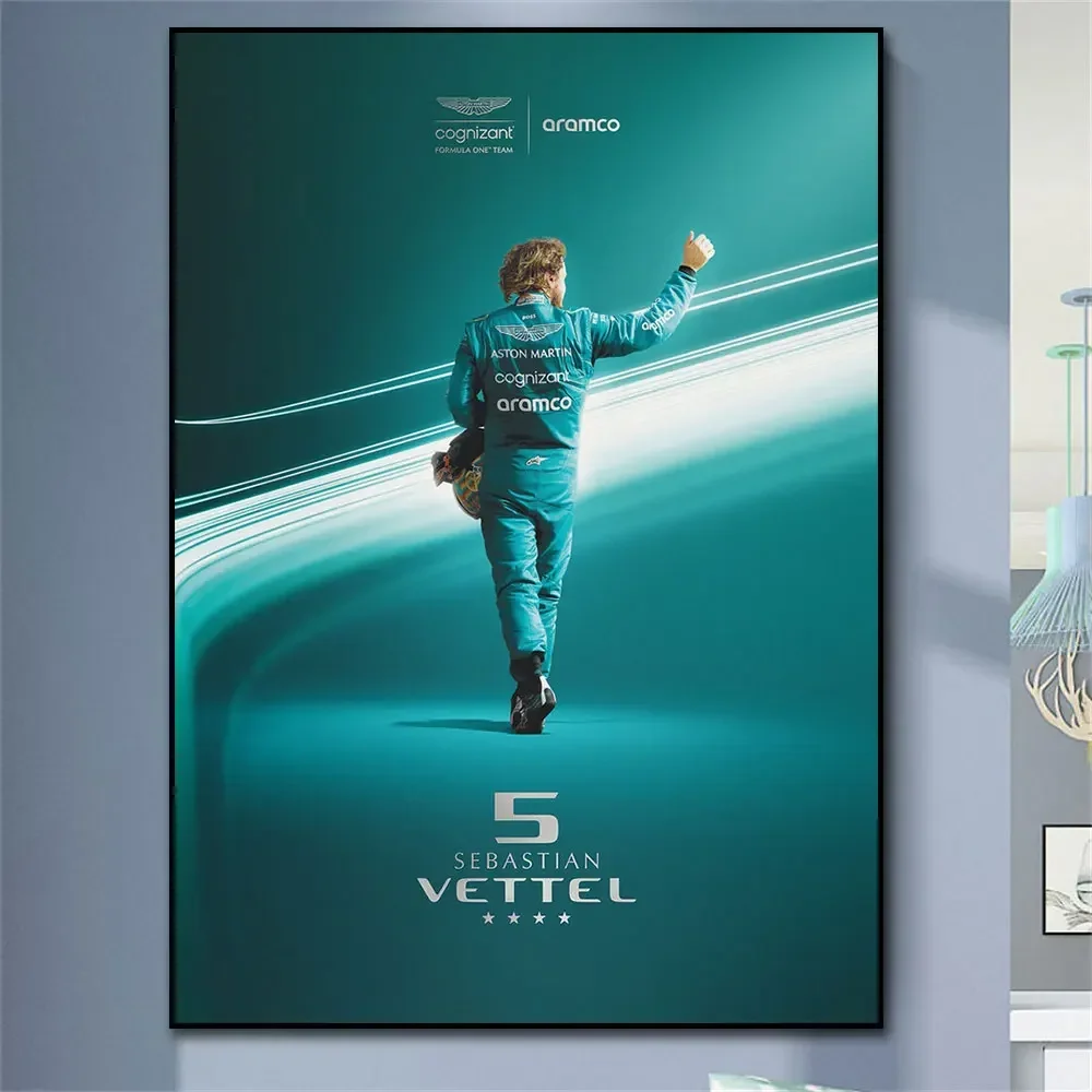 Modern Athletic Aesthetics Wall Art SEBASTIAN VETTEL 2022 Formula 1 Race Car HD Poster Print Home Bedroom Living Room Decoration