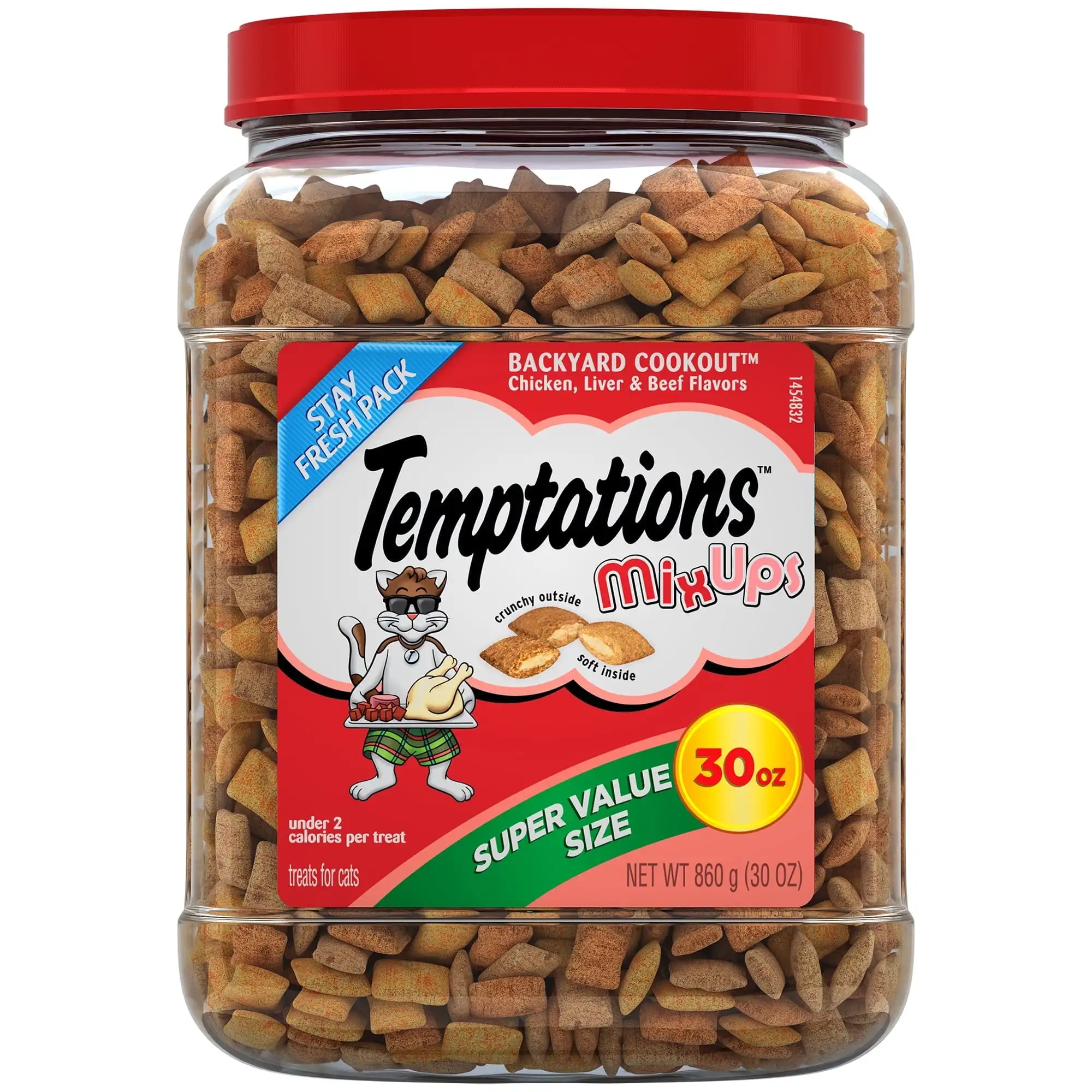 

Хрустящие и мягкие сухие кошачьи лакомства Temptations Mixups, 30 унций