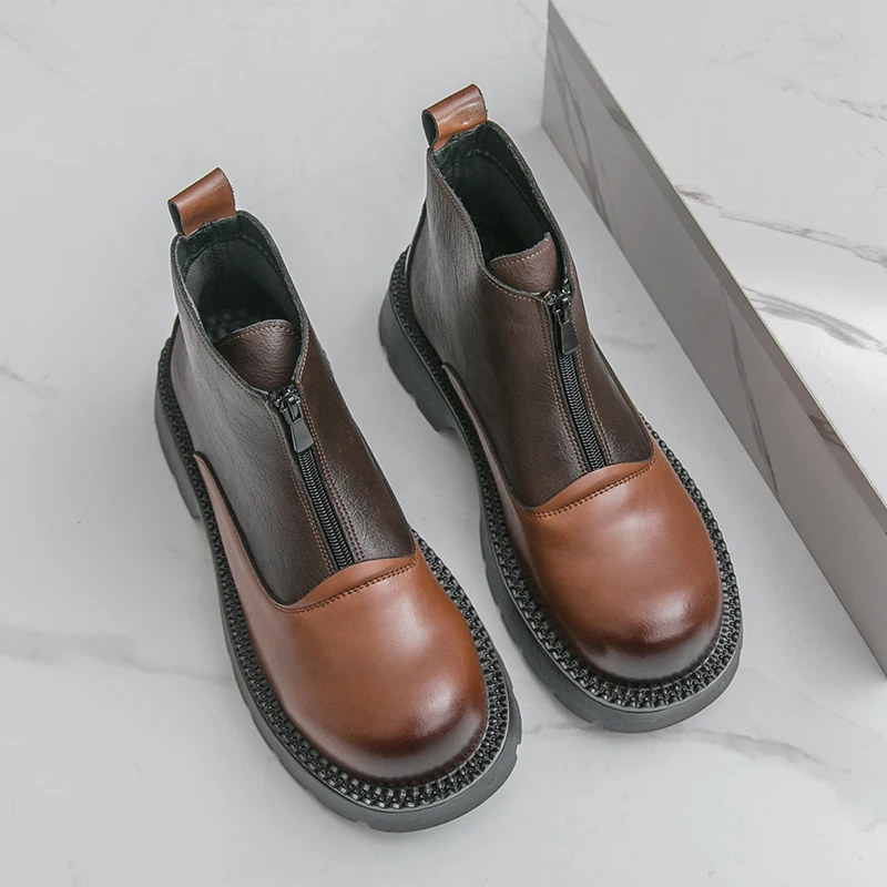 

Мужские высокие ботинки на толстой подошве с круглым носком из искусственной кожи, модные удобные классические мужские ботинки, размеры 38-46