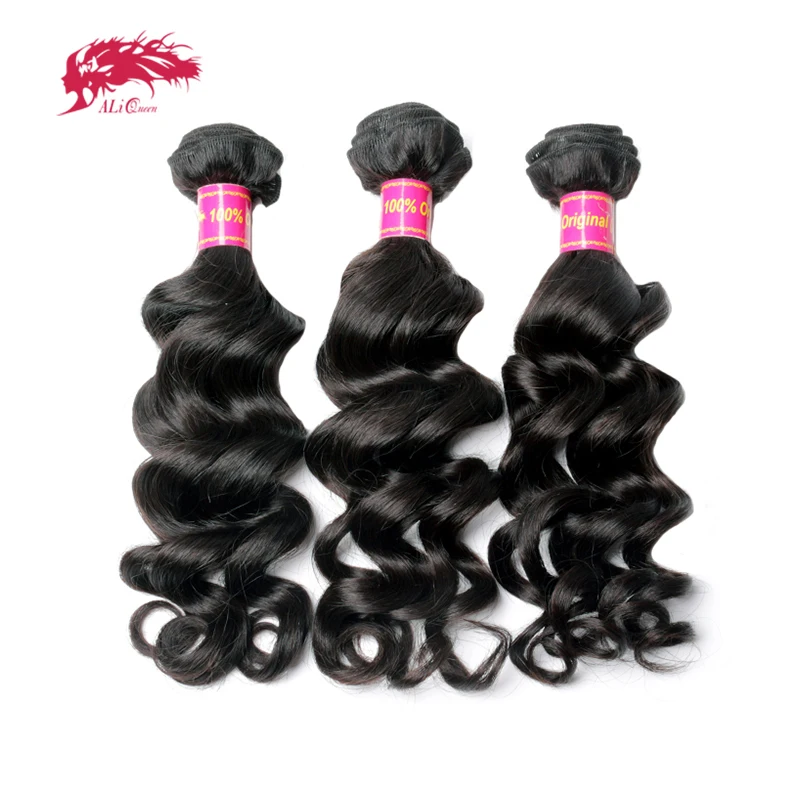 Ali Queen Hair Brazilian Natural Wave Raw Virgin Hair 3/4Pcs Human Hair Weave Bundles Natural Color 10-30inch 100% Human Hair