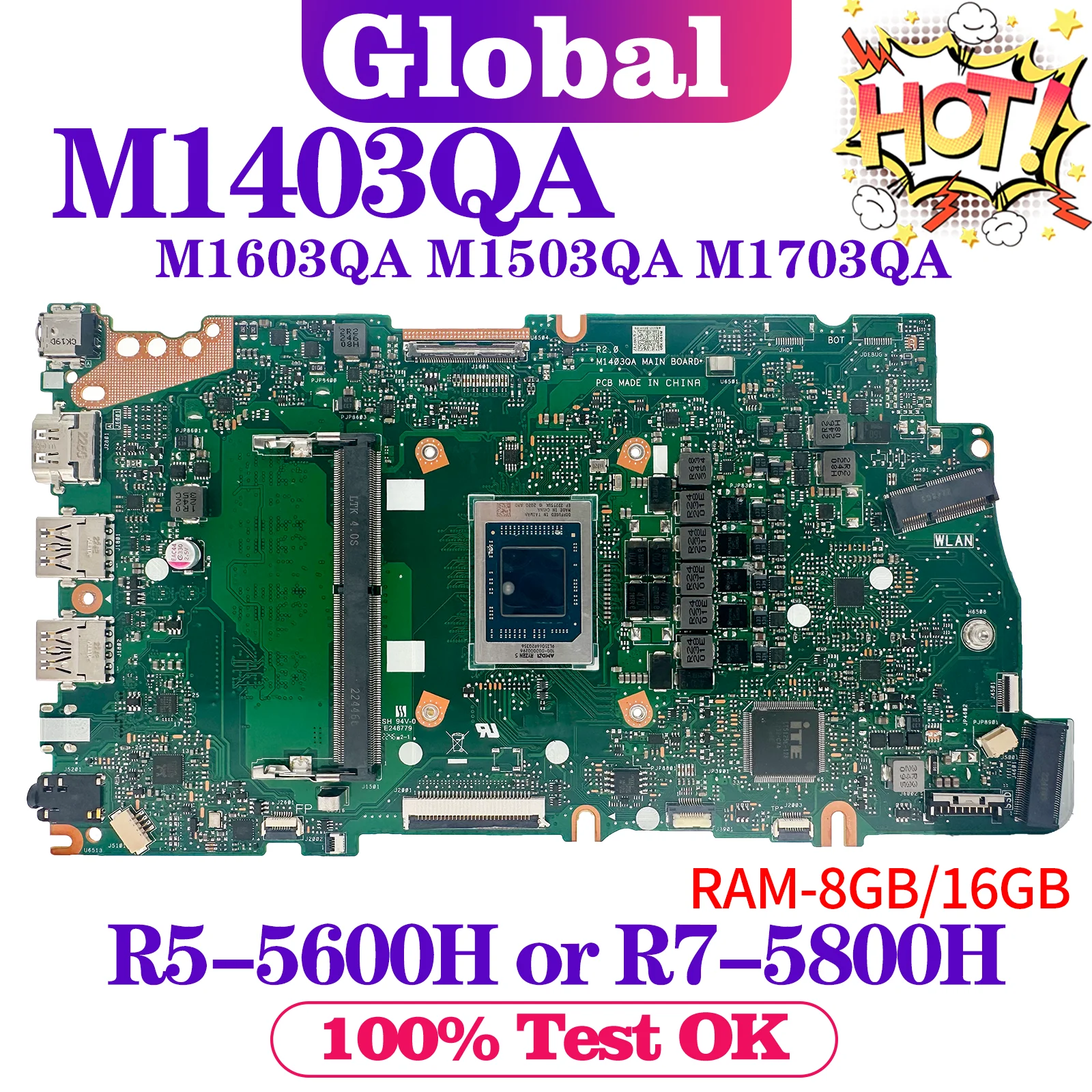 

M1403QA Mainboard For ASUS M1503QA M1603QA M1502QA M1702QA M1703QA M1402IA M1502IA M1503IA M1603IA Laptop Motherboard