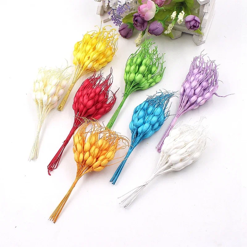 10pcs/lot Artificial Flowers mini Wheat Foam Bouquet Wedding Decoration for Home Decor DIY Scrapbooking Christmas Fake Plants