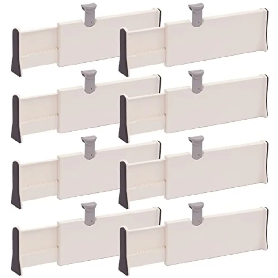 

Set of 8 Adjustable Drawer Dividers Organizer Separators Plastic Dresser Organizer for Bedroom Bathroom Closet Office Desk Kitc