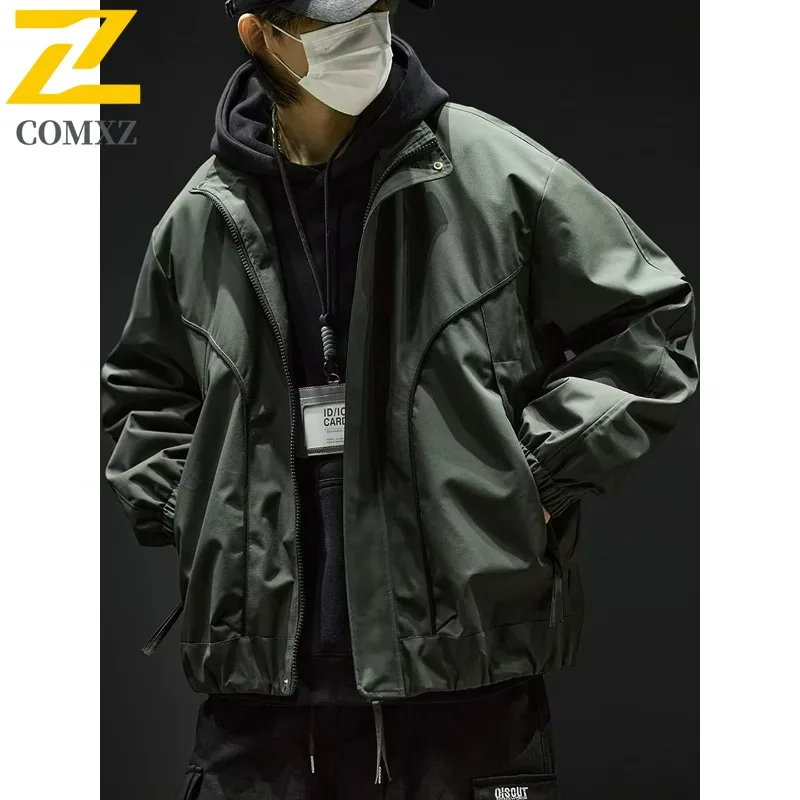 

COMXZ Multi-Function Men Jacket Stand Collar Outdoor Adventure Windproof Motorcycle Coat Comfort Daily Style Autumn Clothing
