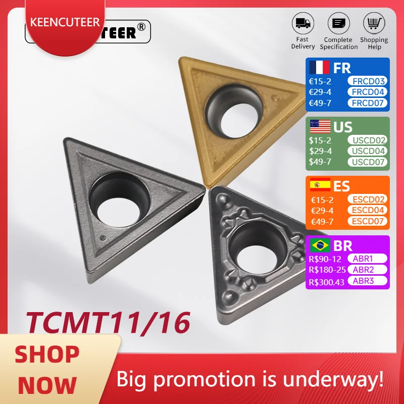 

TCMT110204 TCMT110208 TCMT16T304 TCMT16T308 Carbide Insert for Cermet Blade Lathe Parts CNC Cutter STUCR/L External Turning Tool
