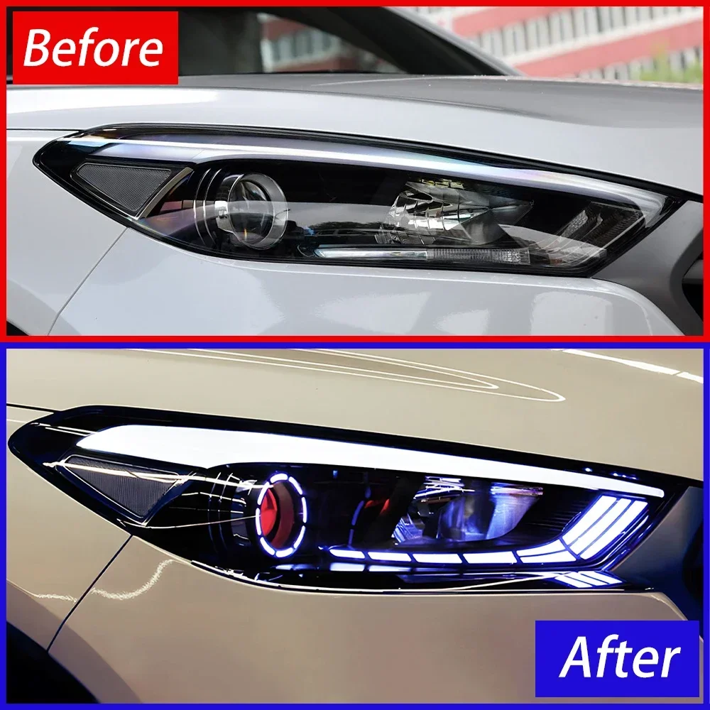 Car Front Lamps For H-yundai Tucson 2015-2018 LED Auto Headlights Assembly Upgrade Demon Eyes Style Projector Lens Accessories