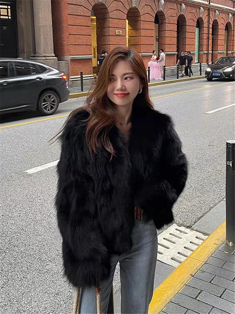 

Тосканское шубовое пальто для молодых женщин Jaet, зимнее новое пальто с имитацией меха, корейская футболка с v-образным вырезом и пуговицами