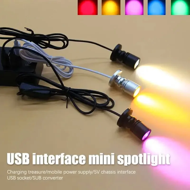 Foco LED USB de 5V y 3W, mueble montado en superficie, escaparate, mostrador, lámpara de joyería, Mini foco de techo de ángulo giratorio