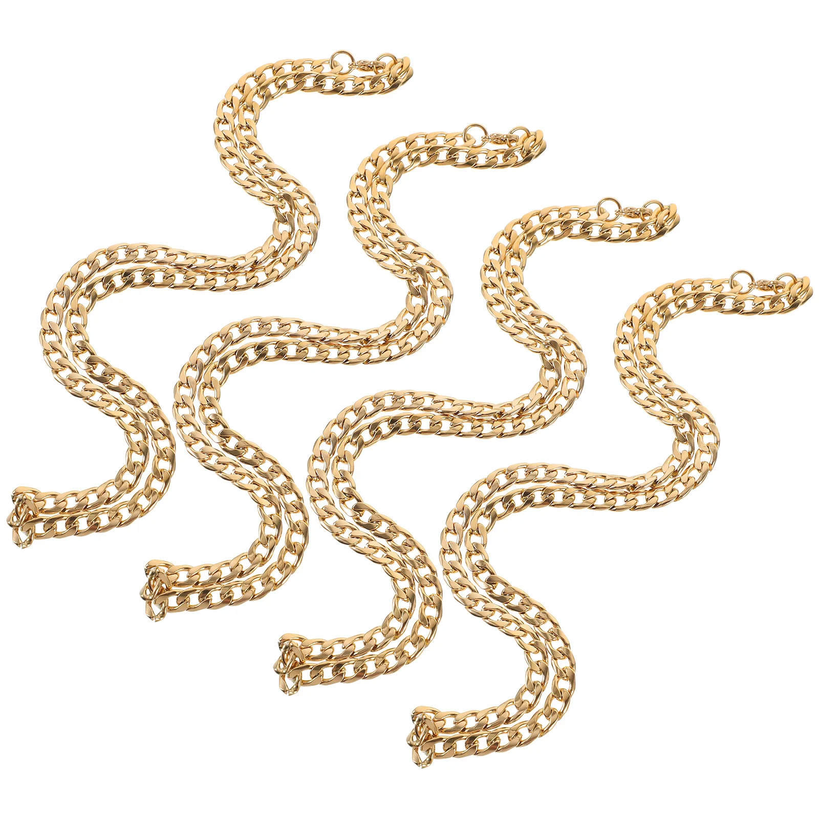 

4Pcs Titanium Steel Necklace Chain Men Metal Golden Chain Simple Fashionable Male Necklace for Carnival Party Festival