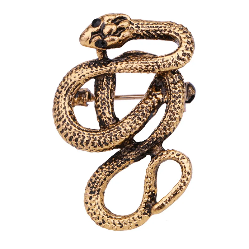 Spilla a forma di serpente Spilla da bavero in cristallo con strass animale Abito da uomo Cappotto Colletto Spilla Distintivo Gioielli Accessori di abbigliamento Nuovo metallo retrò