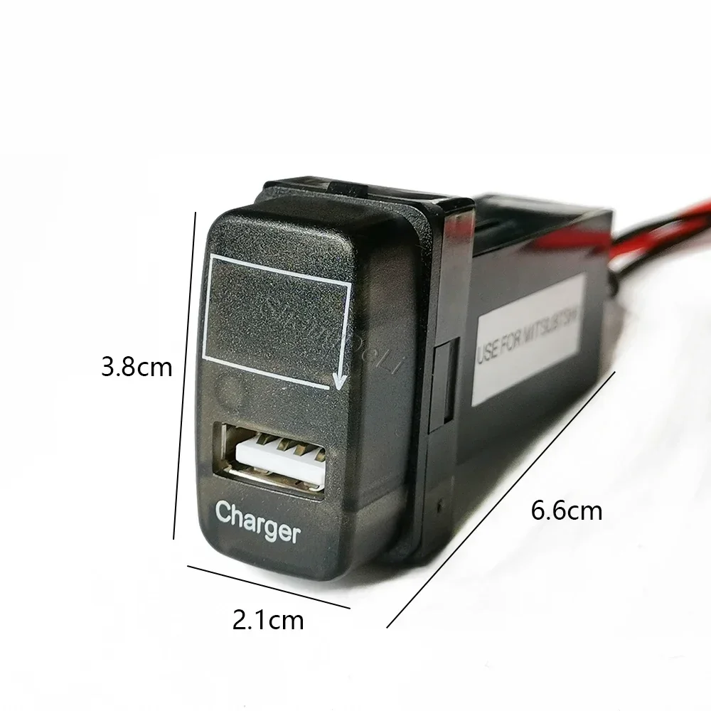 Blue Light Fit For Mitsubishi Car Charger USB Single Port Phone Charger Socket Interface Adapter with Voltage Display