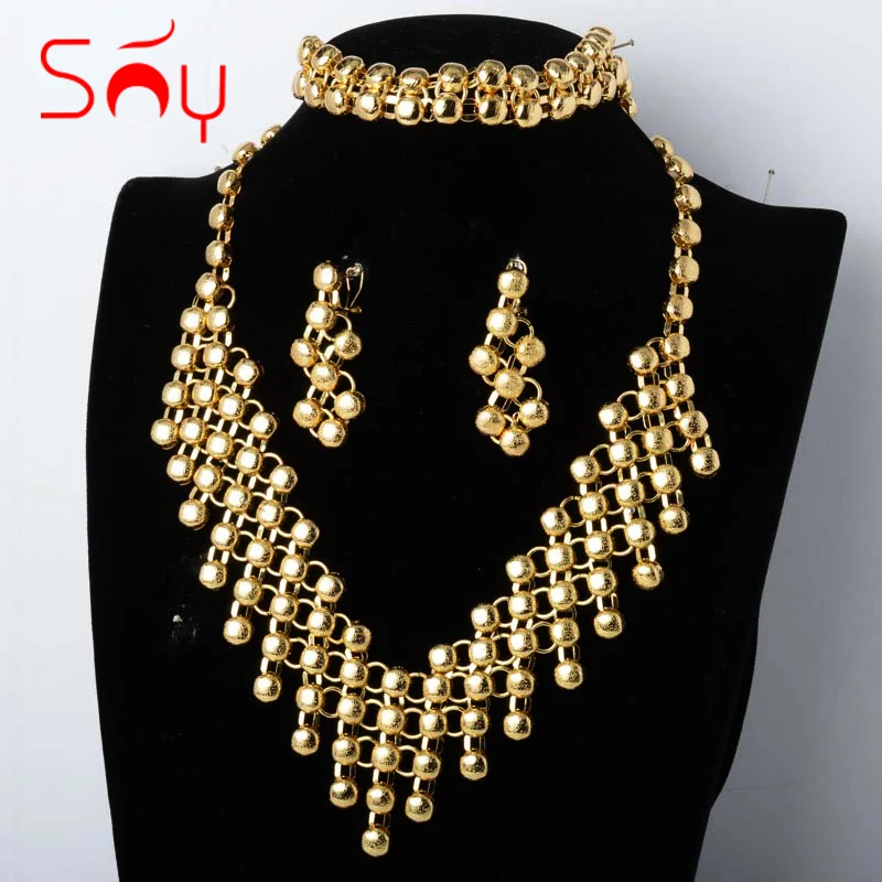 

Sunny Jewelry Sets Gold Plated Earrings Necklace Bracelet New Fashion Dubai African Bohemia For Women Wear Gift Anniversary