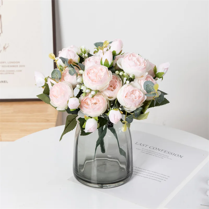 Fleurs artificielles fausses pivoines blanches en soie, utilisées pour la maison, décoration de Vase, couronne de noël, Bouquet de mariage, accessoires de fête