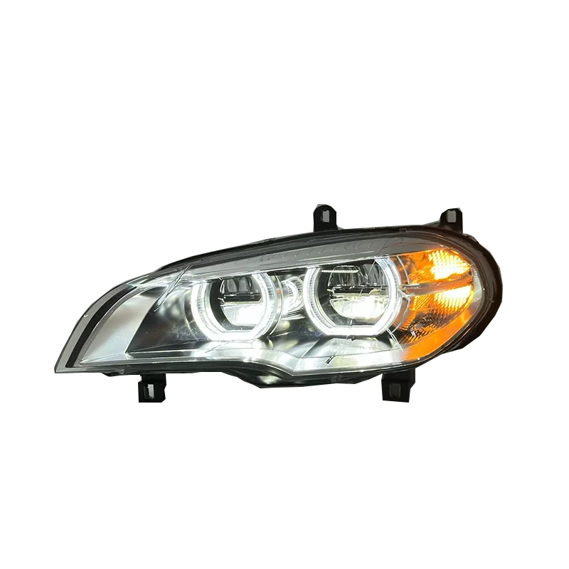 

Для BMW X5 E70 2008-2013: Фара с желтыми и белыми ДХО, двухцветные ангельские глазки, полностью светодиодная система освещения, запчасти SMVPAuto