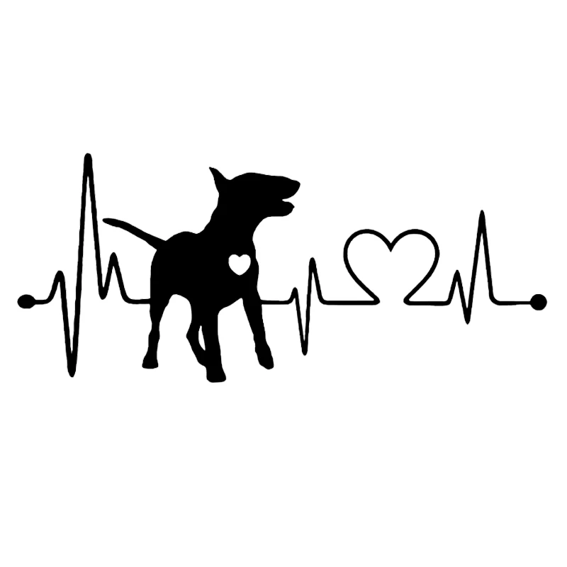 

33607 # различные размеры Автомобильная наклейка Bull Terrier сердцебиение линии виниловая наклейка Водонепроницаемая на бампер заднее окно без фона