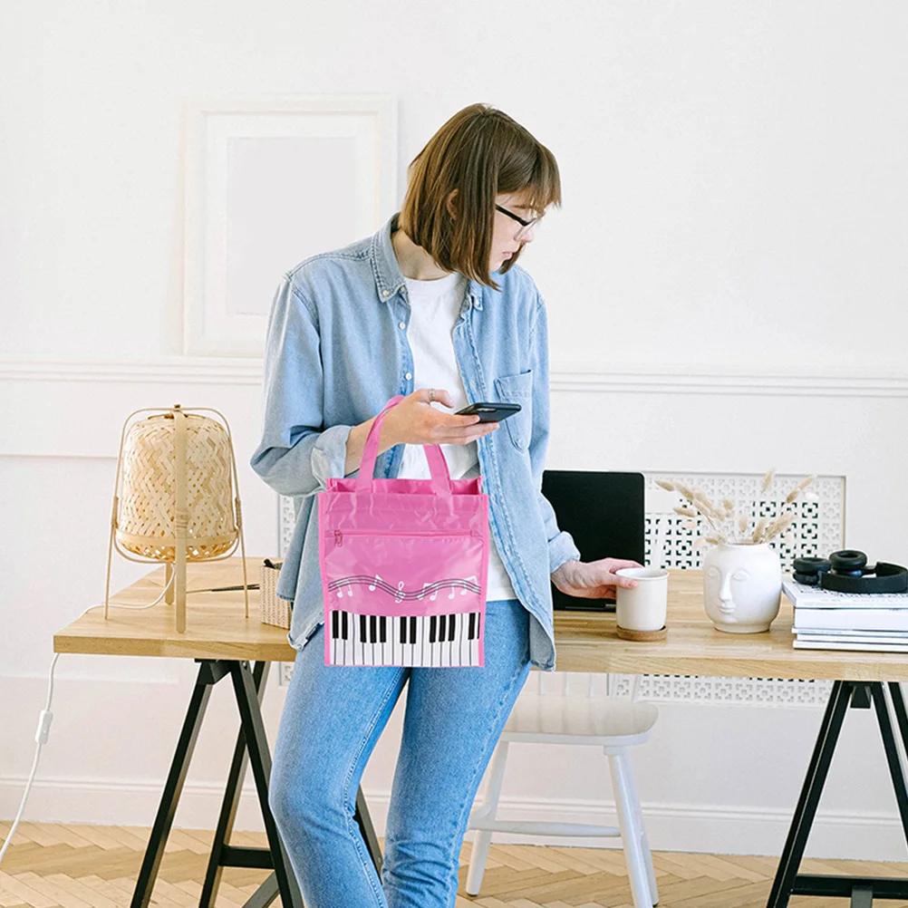 

3 pcs Music Notes Piano Key Reusable Grocery Non-Woven Fabric Shopping Handbag Foldable Large Capacity For Ladies Market Music