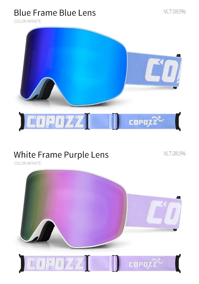 COPOZZ Zylindrische Skibrille für Männer und Frauen, Doppelschicht-Snowboardbrille für Erwachsene, Anti-Beschlag UV400 Skate-Skibrille – Detail 8