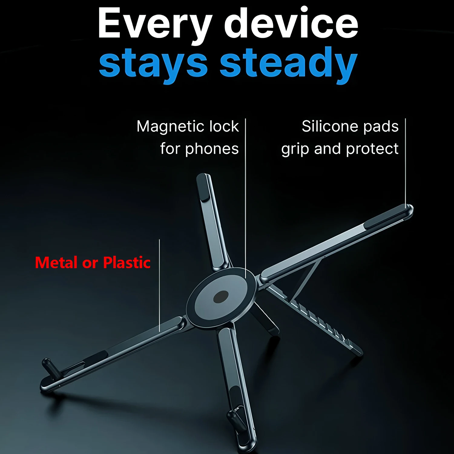Laptop Stand Metal or Plastic Multifunction Foldable Adjustable Tablet Bracket Handheld Magnetic Phone Holder Rotate Tripod