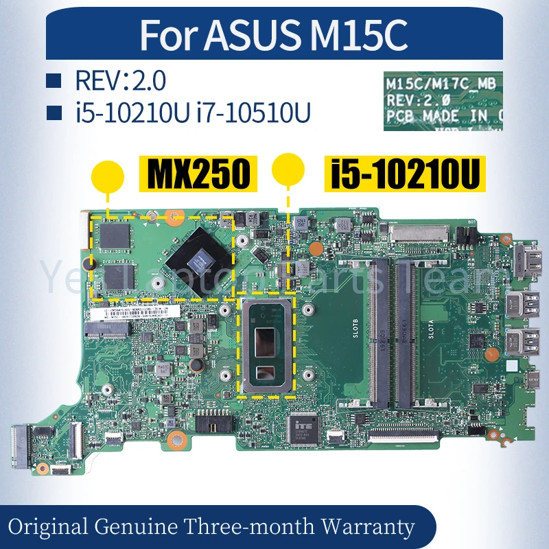 

REV：2.0 For ASUS M15C Laptop Mainboard 69N15LMBQ401 i5-10210U i7-10510U MX250 Notebook Motherboard