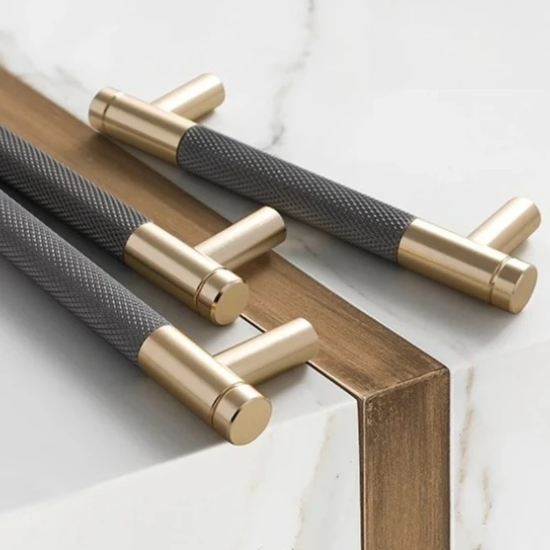 مقبض باب الخزانة من سبائك الألومنيوم الذهبي، مقبض بفتحة واحدة لدرج المطبخ وخزائن النبيذ، مقبض الأثاث الحديث