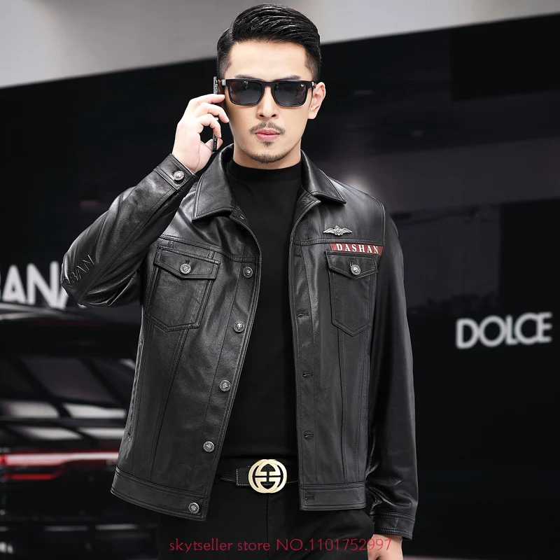 

High Quality Genuine Leather Jacket Men First Layer Cowhide coats real leather jacket