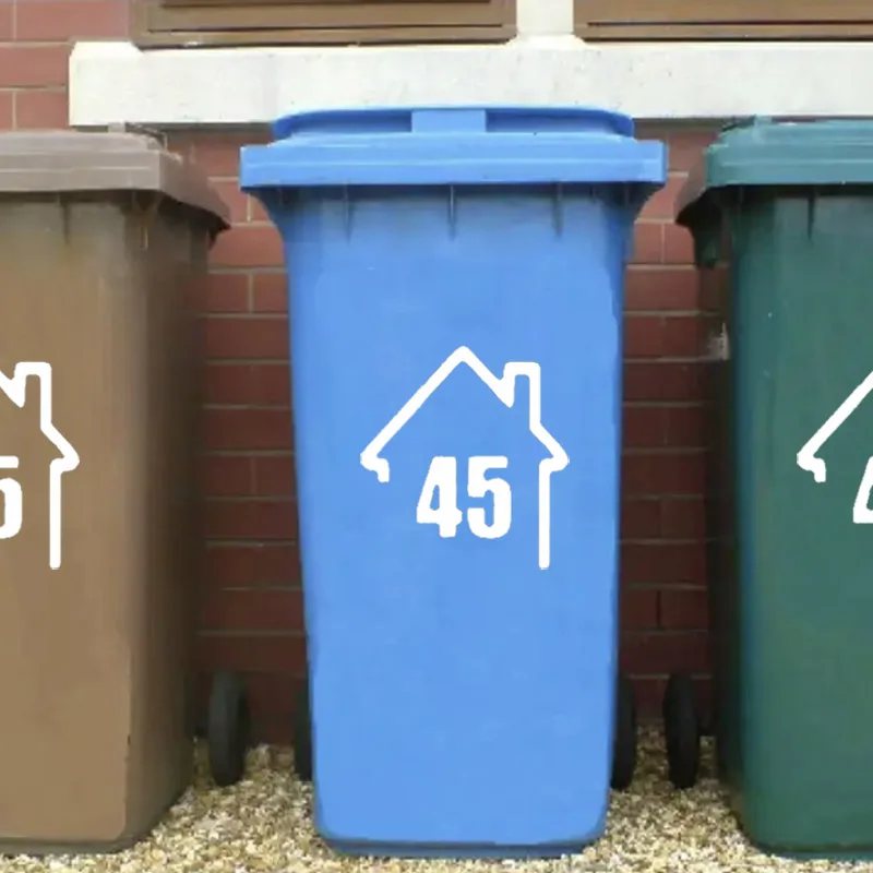 3Pcs House Number Wheelie Bin Stickers Weatherproof Trash Can Self Adhesive Vinyl Decals Mailbox Address Labels Outdoor