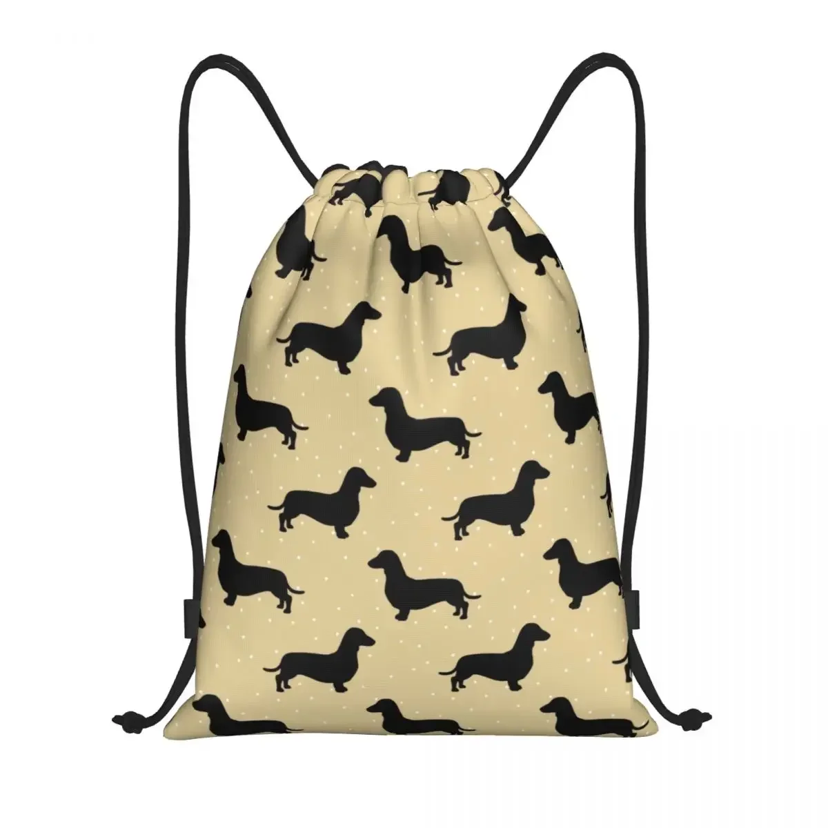 Short Hair Dachshund Cream Pattern Sausage Dog Drawstring Bags for Training Yoga Backpacks Men Wiener Sports Gym Sackpack