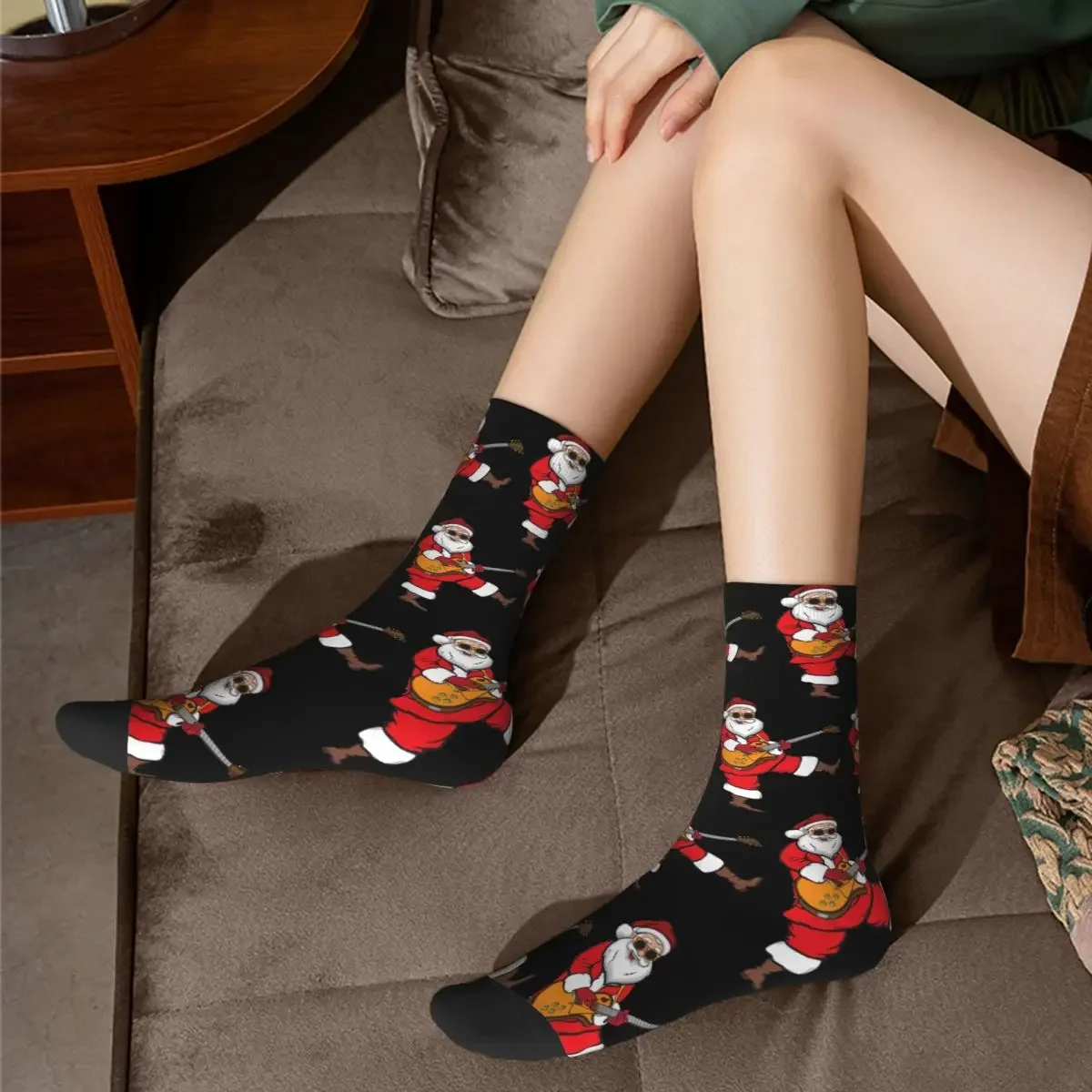 Calcetines de regalo para guitarrista de Papá Noel, medias súper suaves Harajuku, calcetines largos para todas las estaciones, regalos unisex