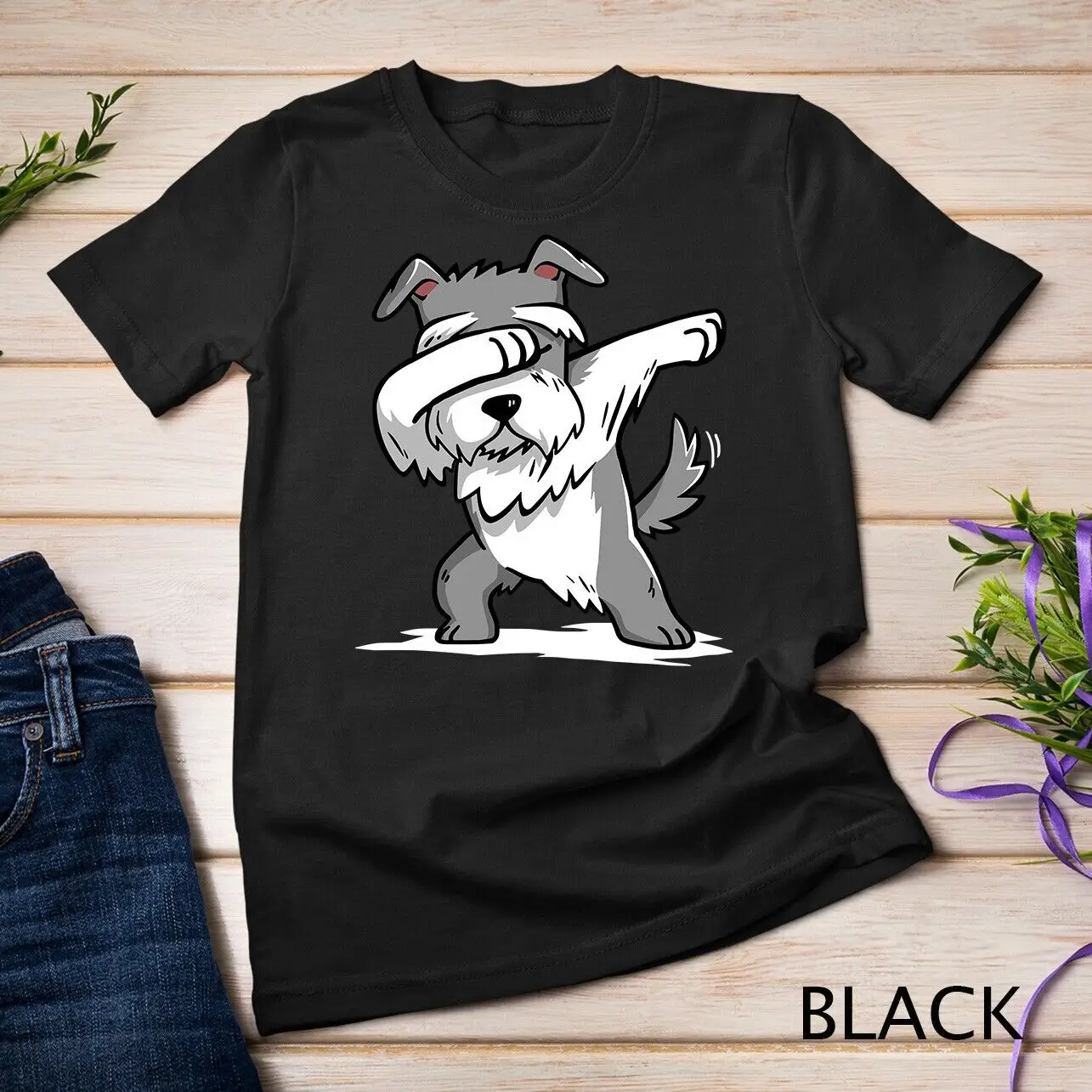 Dabbing Miniature Schnauzer T-Shirt Dab Dance Dog Gift Unisex T-shirt